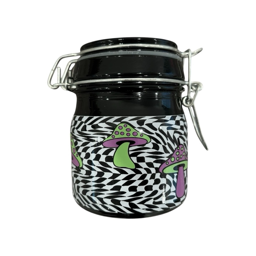Trippy Mushroom Glass Stash Jar